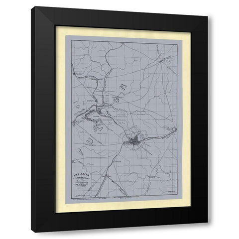 Atlanta Georgia - Merrill 1864  Black Modern Wood Framed Art Print with Double Matting by Merrill