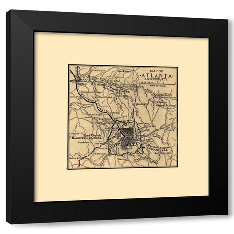 Atlanta Georgia Battles-1887 Black Modern Wood Framed Art Print by Unknown