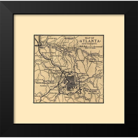 Atlanta Georgia Battles-1887 Black Modern Wood Framed Art Print by Unknown