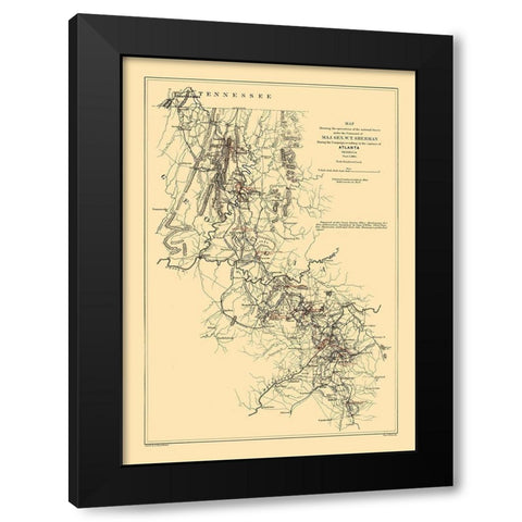 Georgia Sherman Campaign - Hergesheimer 1864  Black Modern Wood Framed Art Print with Double Matting by Hergesheimer