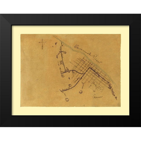 Augusta Georgia -1864 Black Modern Wood Framed Art Print by Unknown