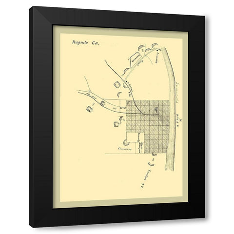 Augusta Georgia -1864 Black Modern Wood Framed Art Print by Unknown