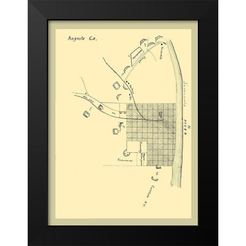 Augusta Georgia -1864 Black Modern Wood Framed Art Print by Unknown