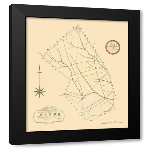 Banks Georgia - Green 1868 Black Modern Wood Framed Art Print with Double Matting by Green