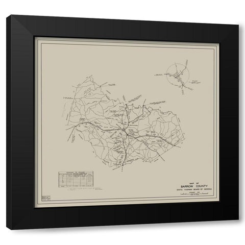 Barrow Georgia - Highway Board 1934 Black Modern Wood Framed Art Print with Double Matting by Highway Board