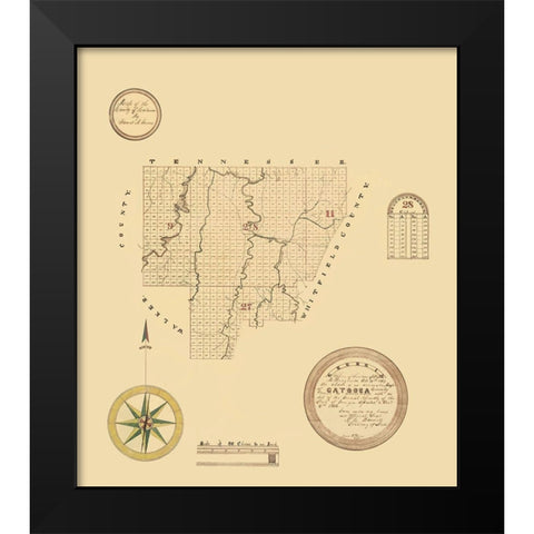 Catoosa Georgia - Green 1867 Black Modern Wood Framed Art Print by Green