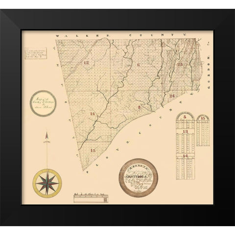 Chattooga Georgia - Green 1866 Black Modern Wood Framed Art Print by Green