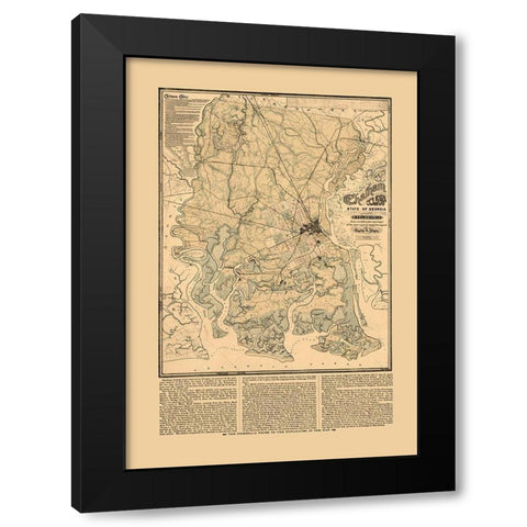 Chatham County Georgia - Platen 1875  Black Modern Wood Framed Art Print with Double Matting by Platen