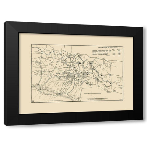 Chickamauga Georgia Battlefield - Wells 1887  Black Modern Wood Framed Art Print with Double Matting by Wells