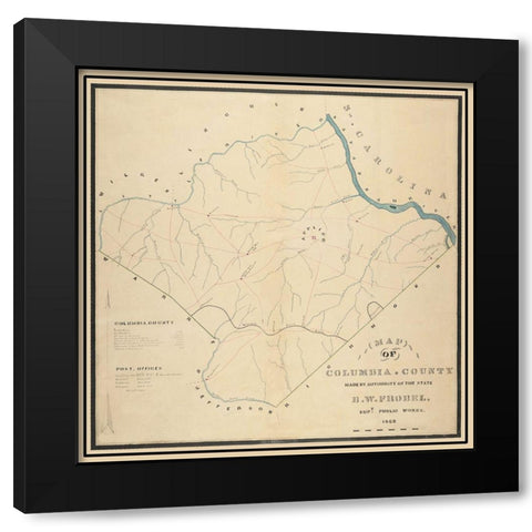 Columbia Georgia - Frobel 1869 Black Modern Wood Framed Art Print with Double Matting by Frobel