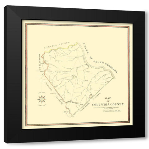 Columbia Georgia - Mc Duffie 1871 Black Modern Wood Framed Art Print by Mc Duffie