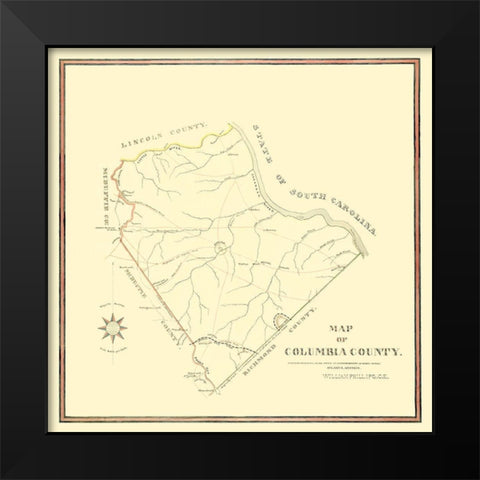 Columbia Georgia - Mc Duffie 1871 Black Modern Wood Framed Art Print by Mc Duffie