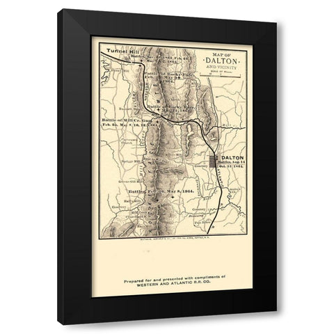 Dalton Georgia Vicinity Battles - Northrup 1864  Black Modern Wood Framed Art Print by Northrup