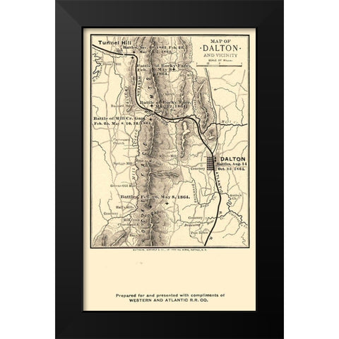 Dalton Georgia Vicinity Battles - Northrup 1864  Black Modern Wood Framed Art Print by Northrup