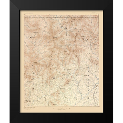 Dahlonega Sheet Georgia - USGS 1886  Black Modern Wood Framed Art Print by USGS