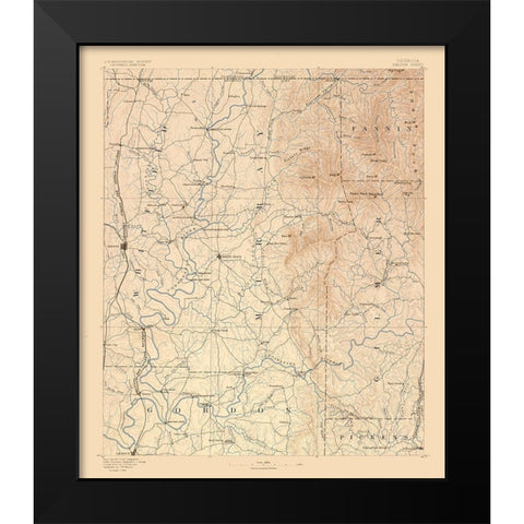 Dalton Sheet Georgia - USGS 1886  Black Modern Wood Framed Art Print by USGS