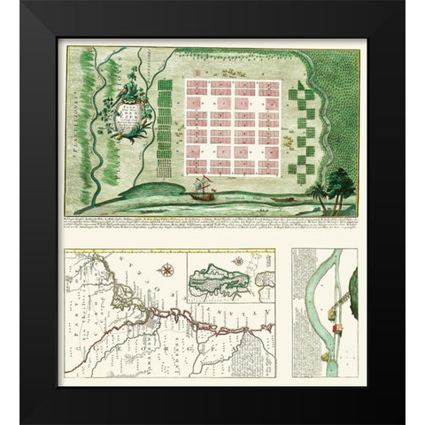Ebenezer Georgia - Seutter 1747 Black Modern Wood Framed Art Print by Seutter