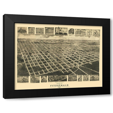 Fitzgerald Georgia - Fowler 1908 Black Modern Wood Framed Art Print with Double Matting by Fowler