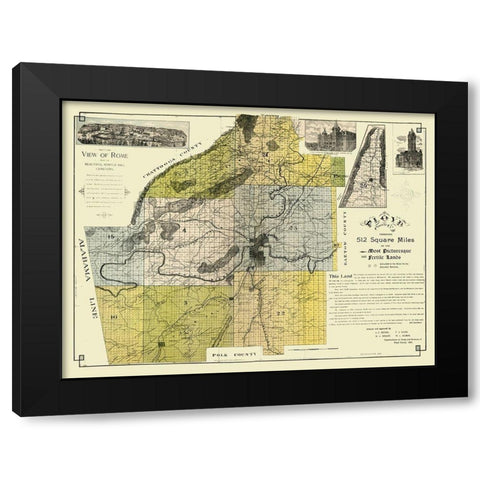 Floyd County Georgia - Beauman 1895  Black Modern Wood Framed Art Print by Beauman