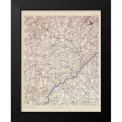Marietta Sheet Georgia - USGS 1888  Black Modern Wood Framed Art Print by USGS
