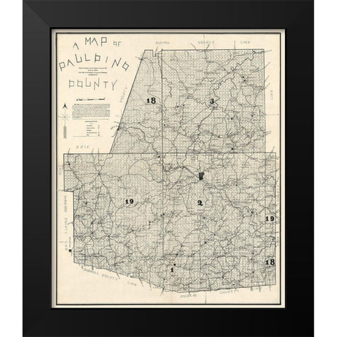 Paulding County Georgia - West 1896  Black Modern Wood Framed Art Print by West