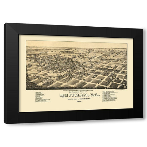 Quitman Georgia - Norris 1885 Black Modern Wood Framed Art Print by Norris