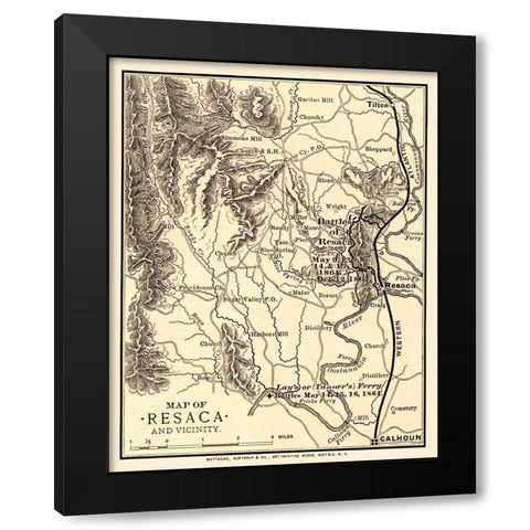 Resaca Georgia Vicinity Battles - Northrup 1864  Black Modern Wood Framed Art Print by Northrup