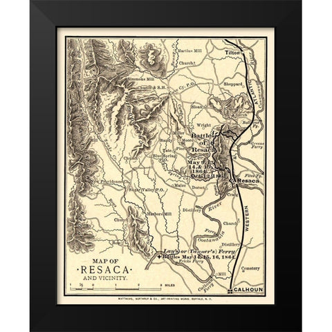 Resaca Georgia Vicinity Battles - Northrup 1864  Black Modern Wood Framed Art Print by Northrup