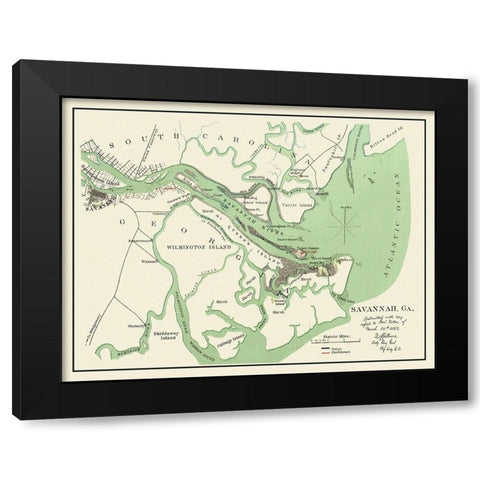 Savannah Georgia - Gillmore  1862 Black Modern Wood Framed Art Print with Double Matting by Gillmore