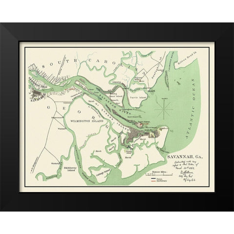 Savannah Georgia - Gillmore  1862 Black Modern Wood Framed Art Print by Gillmore