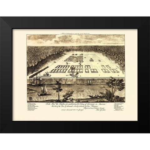 Savannah Georgia - Gordon 1734 Black Modern Wood Framed Art Print by Gordon