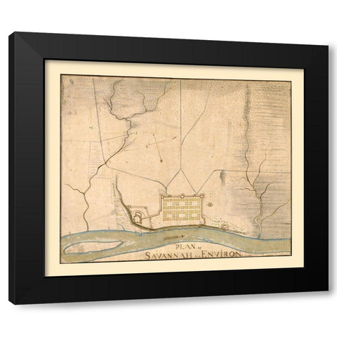 Savannah Georgia -1782 Black Modern Wood Framed Art Print with Double Matting by Unknown
