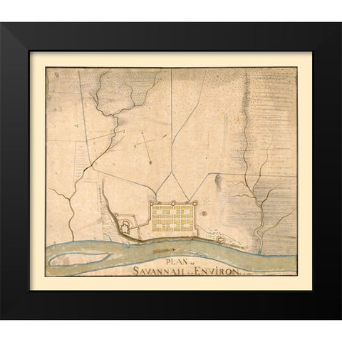Savannah Georgia -1782 Black Modern Wood Framed Art Print by Unknown