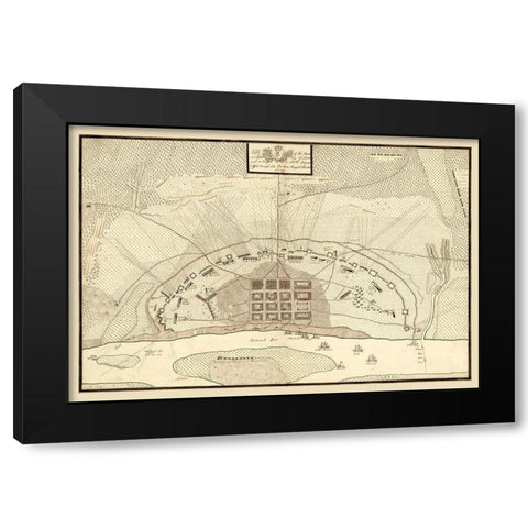 Savannah Georgia - Prevost 1779  Black Modern Wood Framed Art Print by Prevost