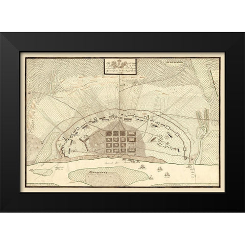 Savannah Georgia - Prevost 1779  Black Modern Wood Framed Art Print by Prevost