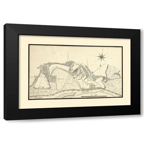 Savannah Georgia - Phelipeau 1778  Black Modern Wood Framed Art Print by Phelipeau