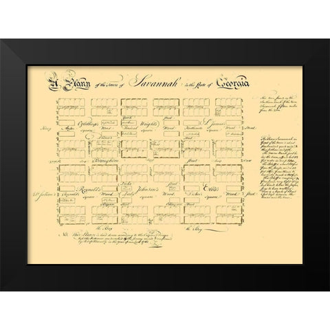 Savannah Georgia - Carson 1761  Black Modern Wood Framed Art Print by Carson