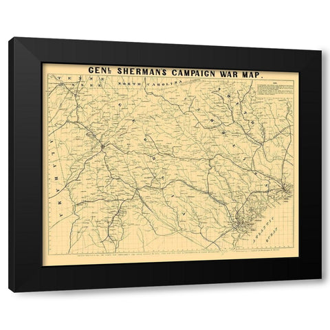 South Carolina Georgia Shermans Campaign - Bufford 1864  Black Modern Wood Framed Art Print with Double Matting by Bufford