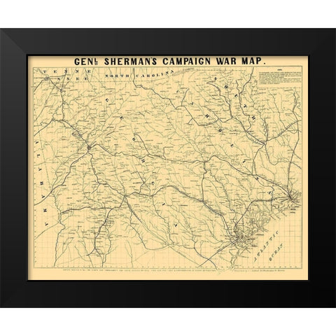 South Carolina Georgia Shermans Campaign - Bufford 1864  Black Modern Wood Framed Art Print by Bufford