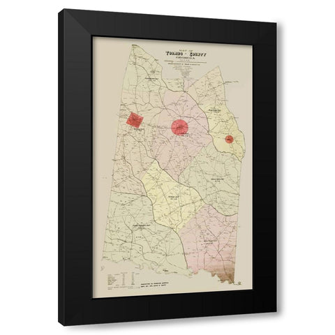 Toombs Georgia - Hudgins 1913 Black Modern Wood Framed Art Print by Hudgins