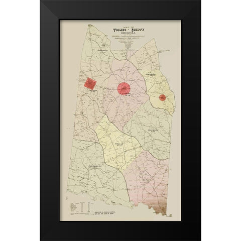 Toombs Georgia - Hudgins 1913 Black Modern Wood Framed Art Print by Hudgins