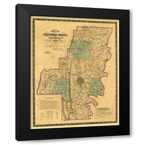 Whitfield County Georgia - Schultz 1879  Black Modern Wood Framed Art Print by Schultz