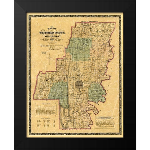 Whitfield County Georgia - Schultz 1879  Black Modern Wood Framed Art Print by Schultz