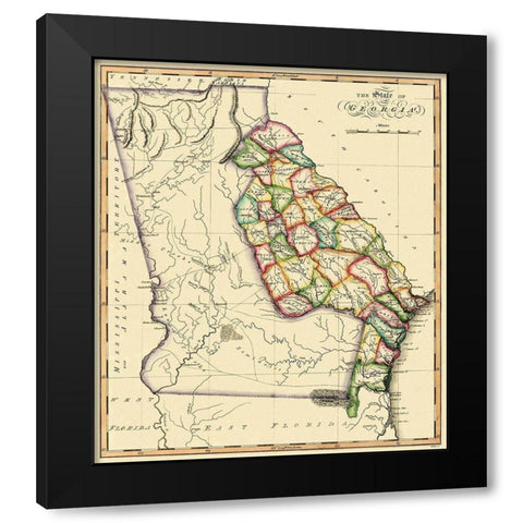Georgia - Gridley 1818 Black Modern Wood Framed Art Print with Double Matting by Gridley