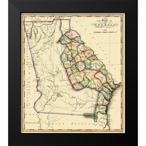Georgia - Gridley 1818 Black Modern Wood Framed Art Print by Gridley