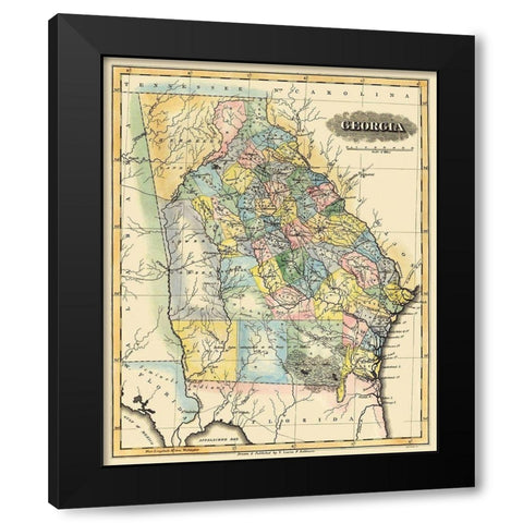 Georgia - Lucas 1823 Black Modern Wood Framed Art Print with Double Matting by Lucas