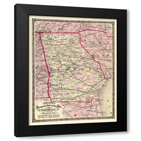 Georgia - Cram 1875 Black Modern Wood Framed Art Print by Cram
