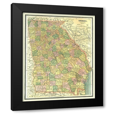 Georgia - Cram 1886 Black Modern Wood Framed Art Print with Double Matting by Cram