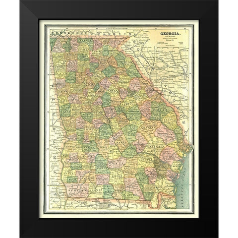 Georgia - Cram 1886 Black Modern Wood Framed Art Print by Cram