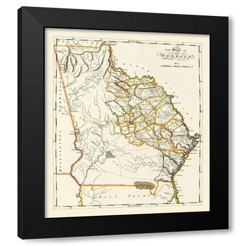Georgia - Lewis 1817 Black Modern Wood Framed Art Print with Double Matting by Lewis